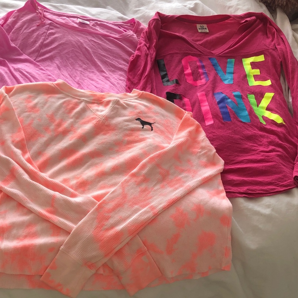 PINK Victoria's Secret Long Sleeve Tee Bundle XS S M